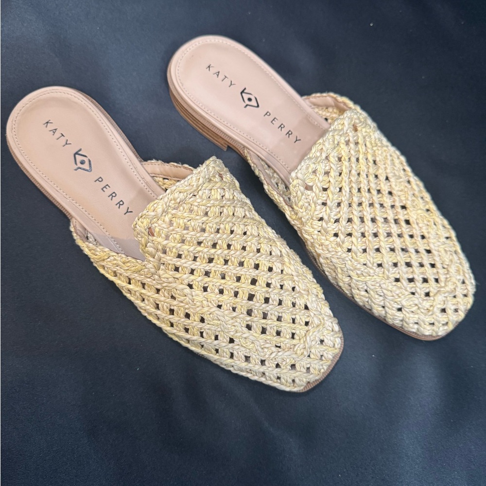 Katy Perry Collections cream colored Woven Mules